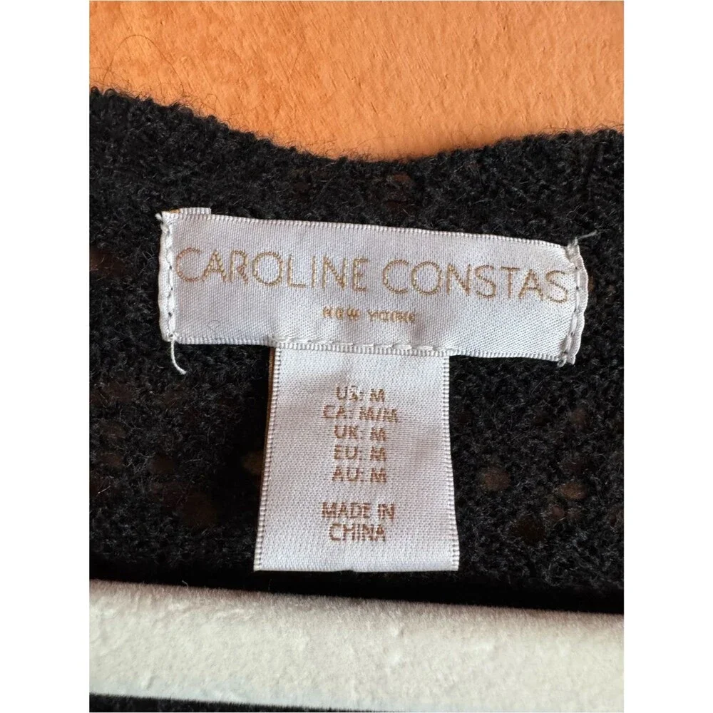 Caroline Constas Black Alpaca Blend Lace Trim Cardigan Medium Whimsygoth